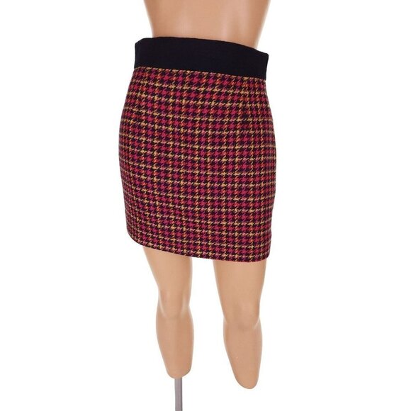 Vintage Laurel by Escada Multi Houndstooth Mini Skirt Wool Silk Size 34 US XS - Picture 1 of 6